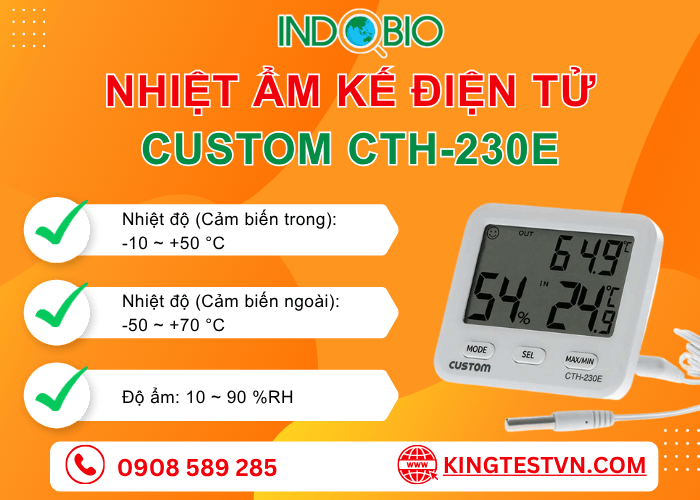 Tổng quan máy ghi nhiệt độ và độ ẩm Custom CTH-230E